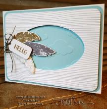 Wood and Clouds Feather Hello Card | Tracy Marie Lewis | www.stuffnthingz.com