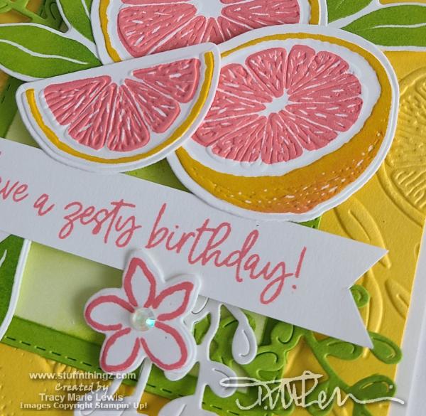Video - Grapefruit Birthday Card Walkthrough Featuring Sweet Citrus | Tracy Marie Lewis | www.stuffnthingz.com
