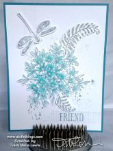 Teal and Grey Dragonfly Floral Friend Card | Tracy Marie Lewis | www.stuffnthingz.com