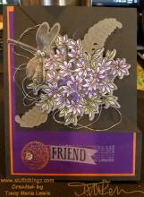 Purple And Orange Dragonfly Floral Friend Card | Tracy Marie Lewis | www.stuffnthingz.com